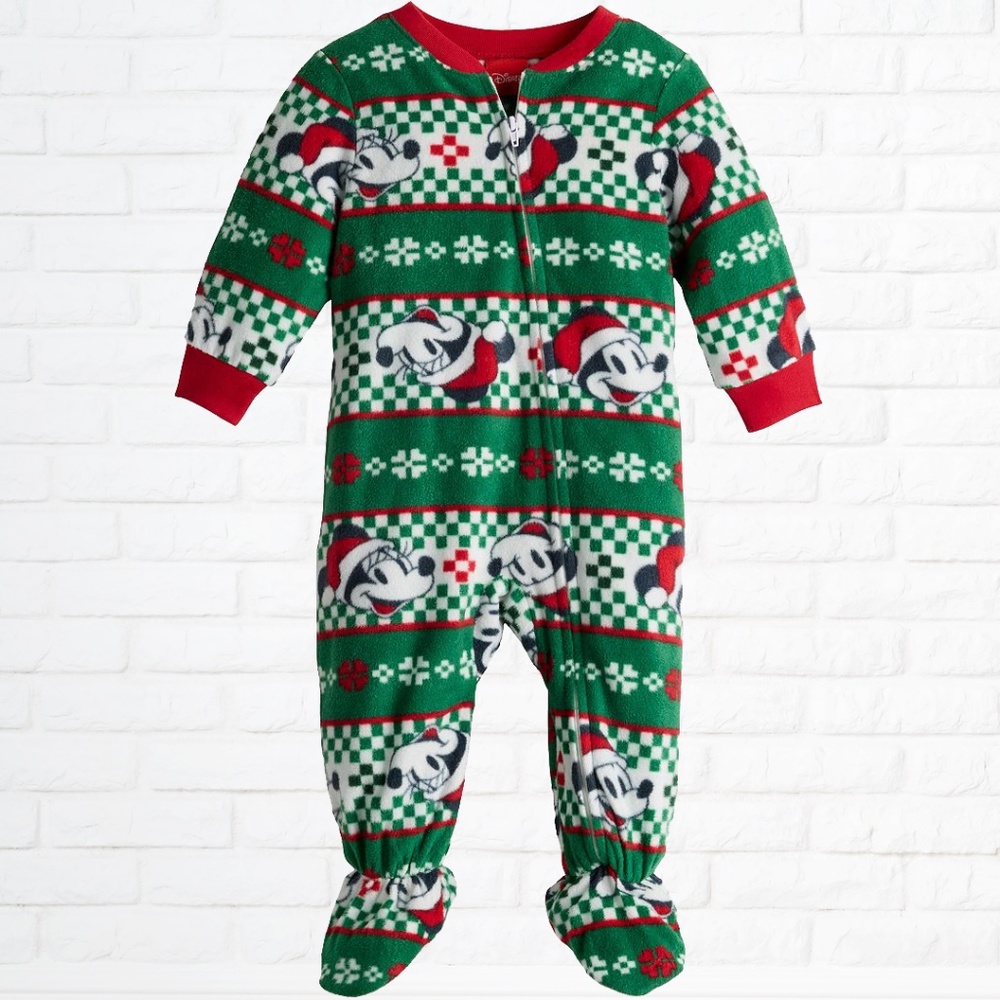 NWT Disney's Mickey Mouse Baby Holiday Party Mickey Footed PJs - Size 24M